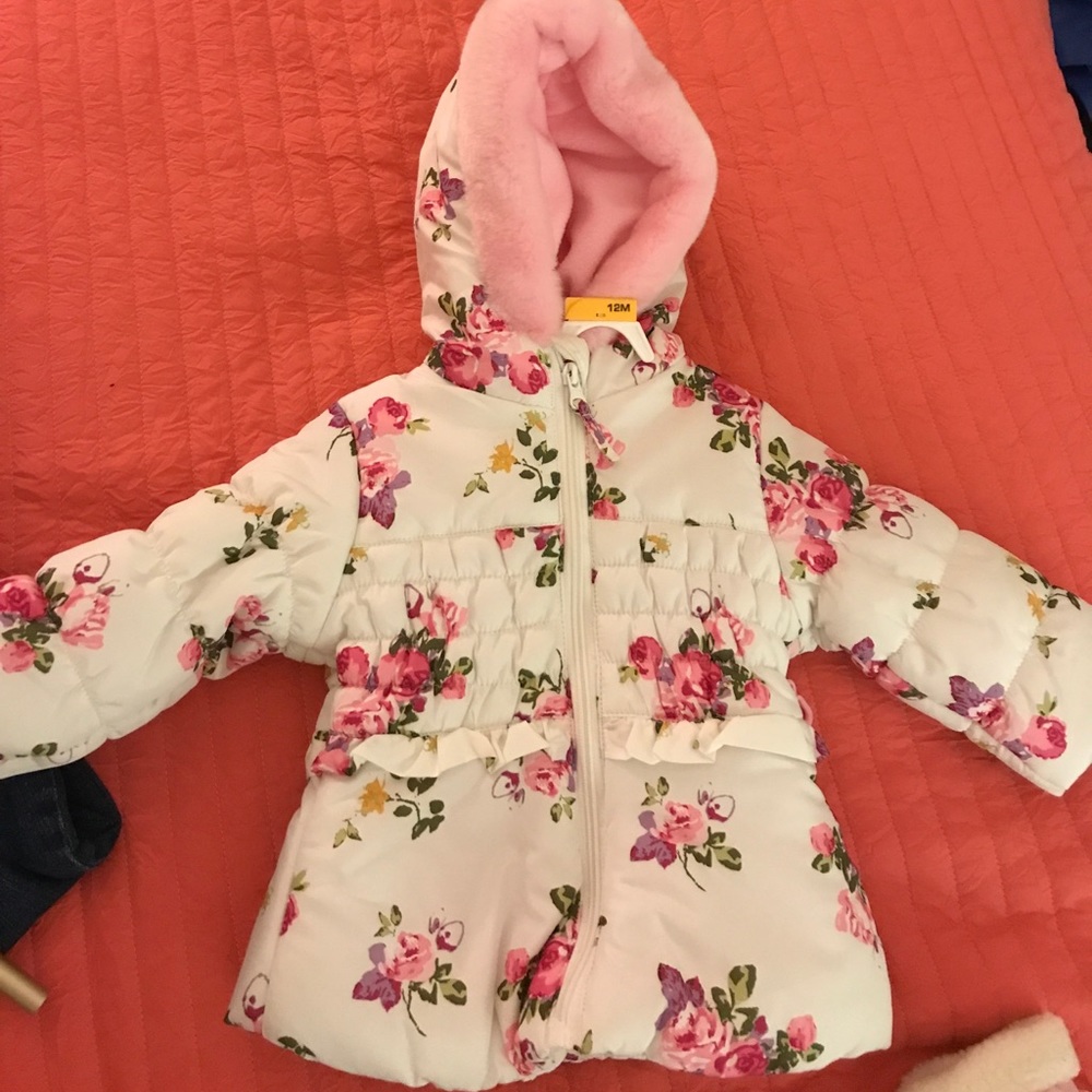 12M very pretty floral puff jacket never worn