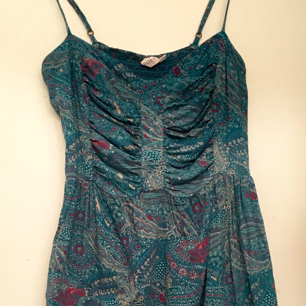 Teal Paisley Print Roxy Tank Dress -M