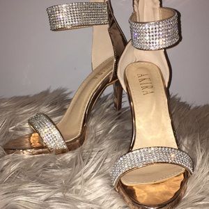 Brand new size 9 sparkly strappy heels rose gold