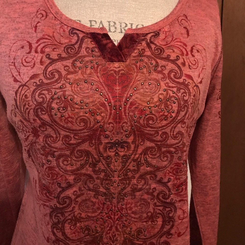 Burgundy long sleeve top