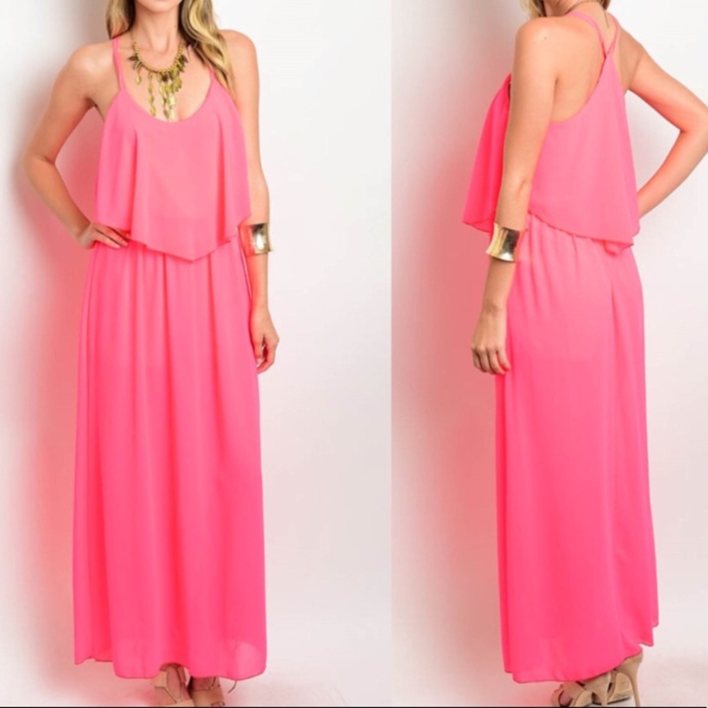 ❣️Sale was $45 down sizing❣️ Pink maxi dress !romper!