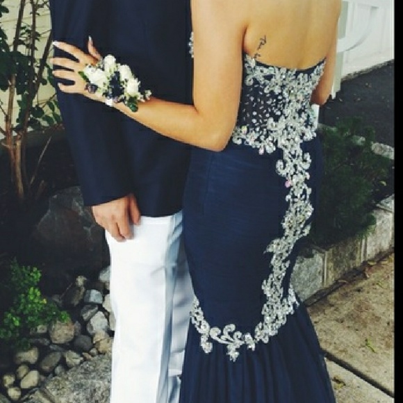 Navy blue mermaid dress - Picture 2 of 4