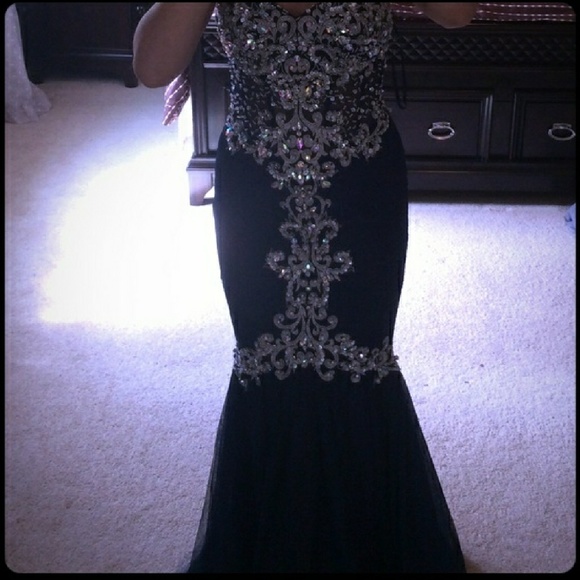 Navy blue mermaid dress - Picture 3 of 4