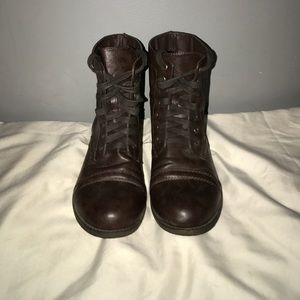 Brown combat boots