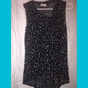 Sheer Black Blouse With Sea Foam Hearts ❤️