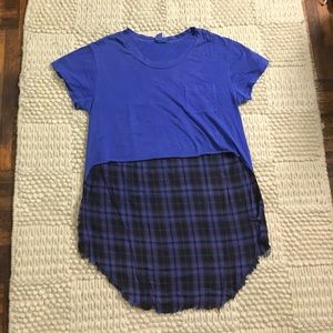 Urban Renewal Flannel Hi-Lo Tee in blue