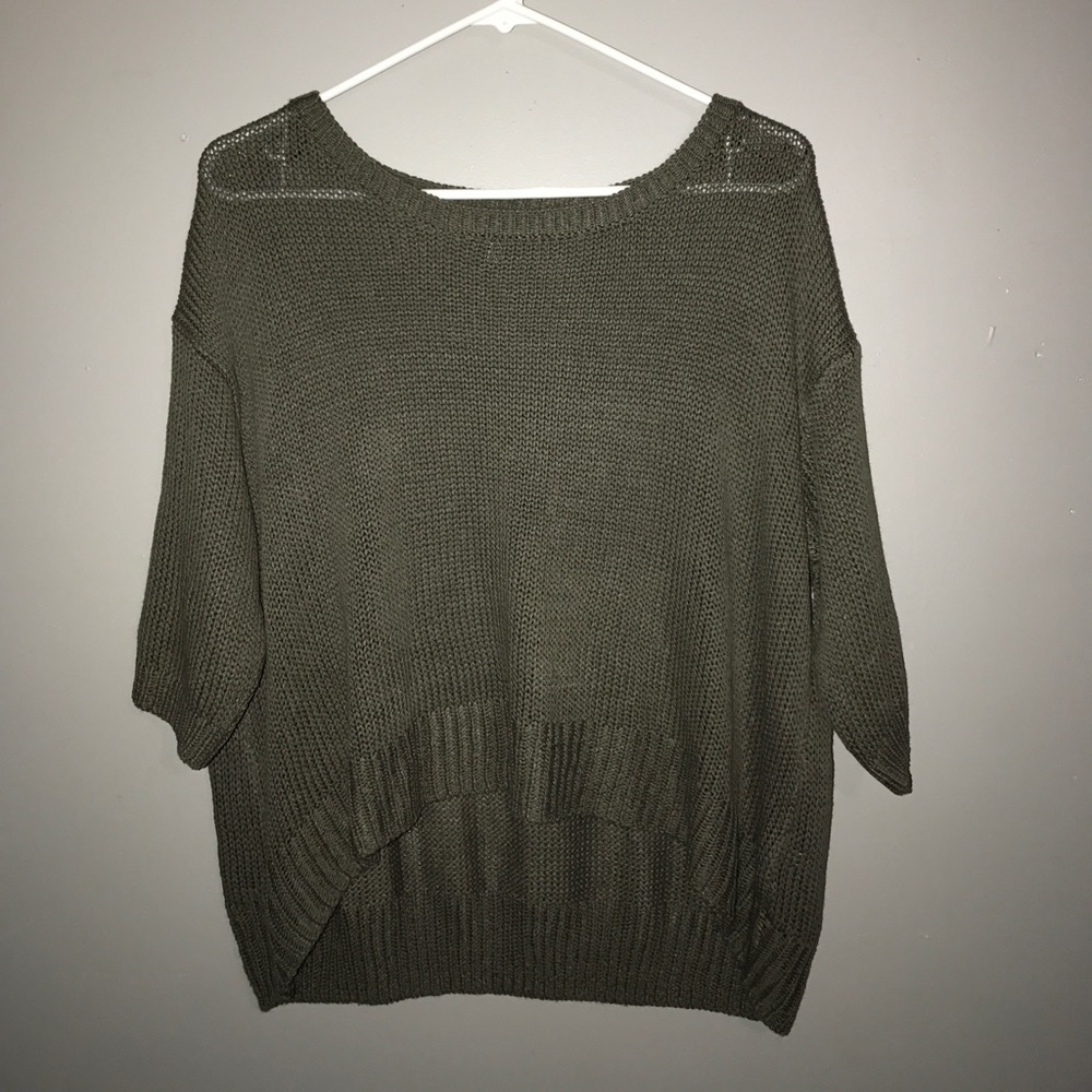 Green high low knitted sweater