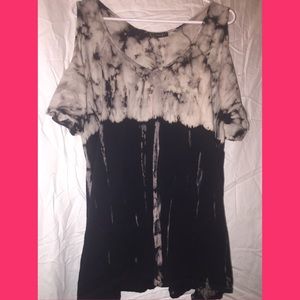 Beige and Black Cold Shoulder Top.