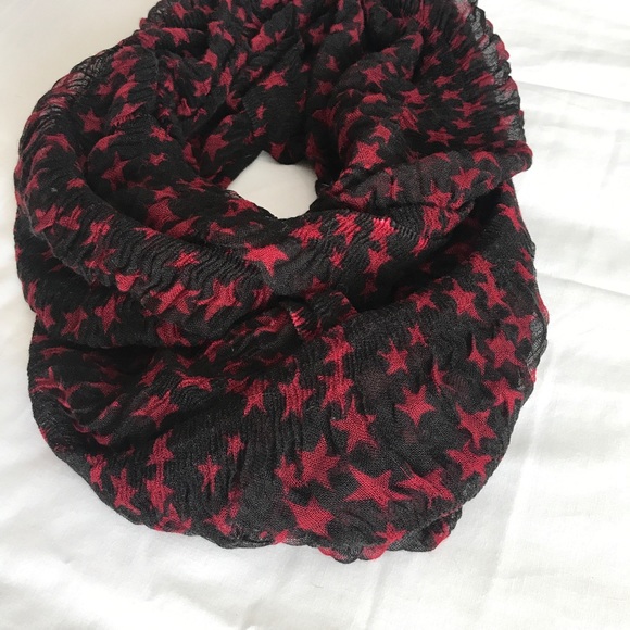 Accessories Black Infinity Scarf With Red Stars Poshmark