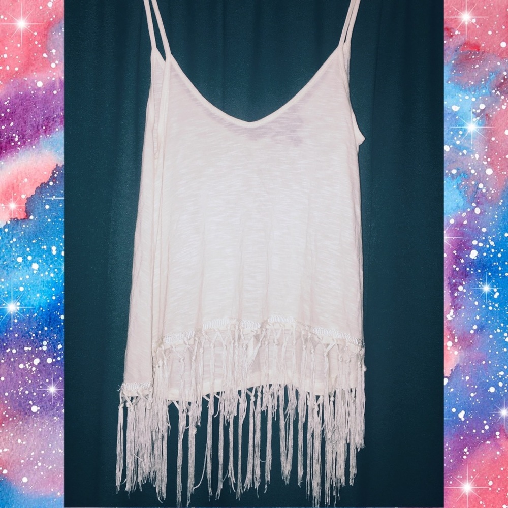 White ButterSoft, Tassel, Crop Top.