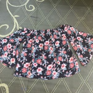 Off the Shoulders, Flared Sleeved, Floral Top