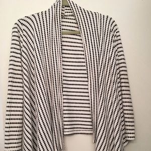 Black and White Striped Drape Front Sweater