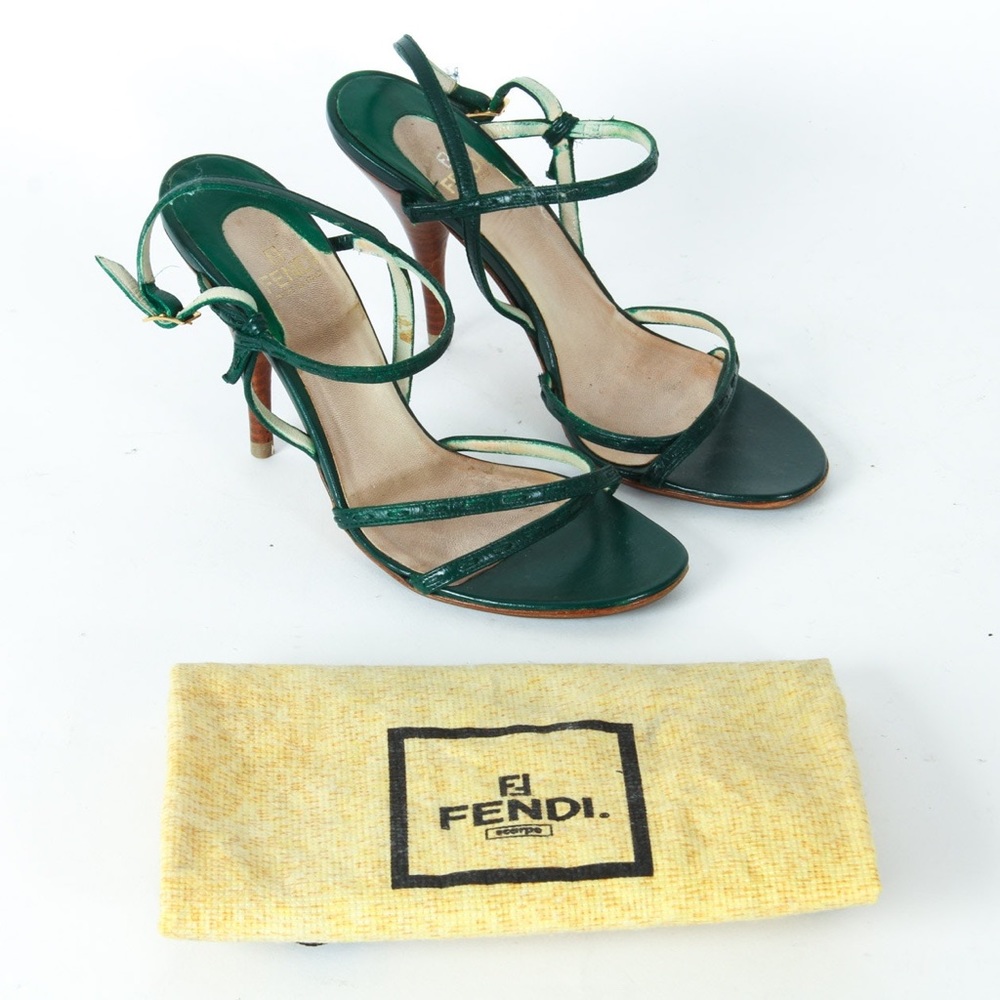 AUTHENTIC FENDI green strappy heels