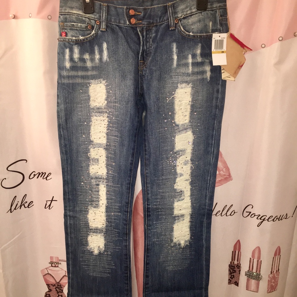 Seven 7  Deluxe Denim Brand  Flare Bling Jeans
