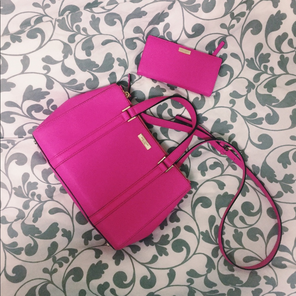 Kate Spade pink purse + wallet
