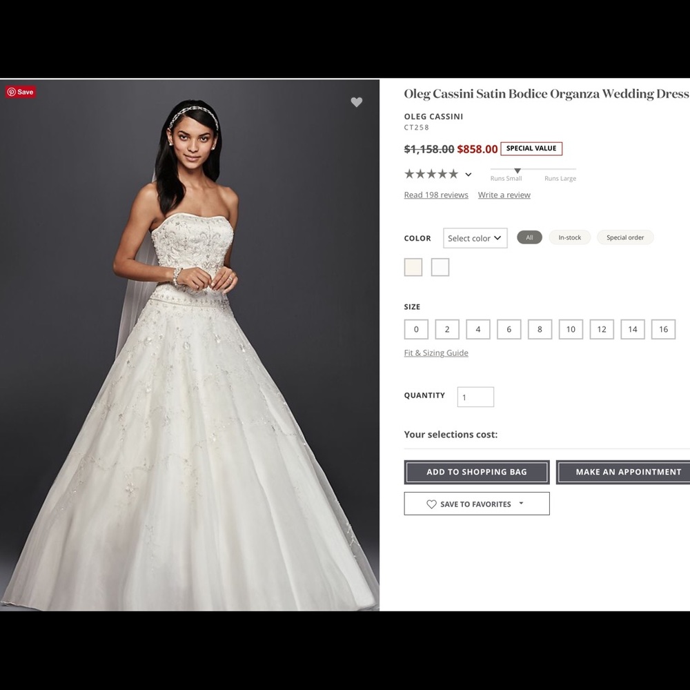 Oleg Cassini Wedding Gown