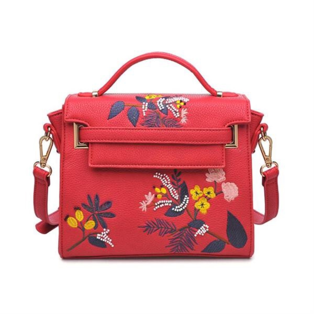 RED ELEGANT EMBROIDERED CROSSBODY HANDBAG