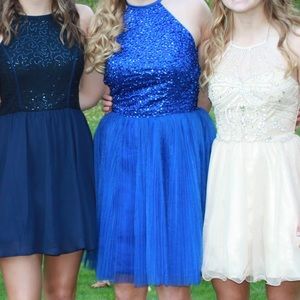 Short High Neck Homecoming Dress / Royal Blue