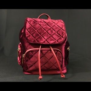 BURGUNDY VELVET BACKPACK