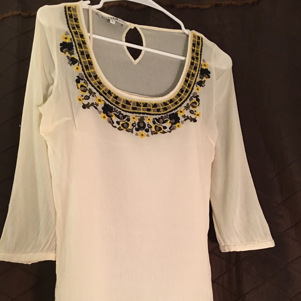 Tibi peasant blouse w/ embroidery details