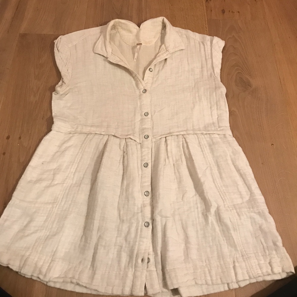 Free People beige cotton mini dress