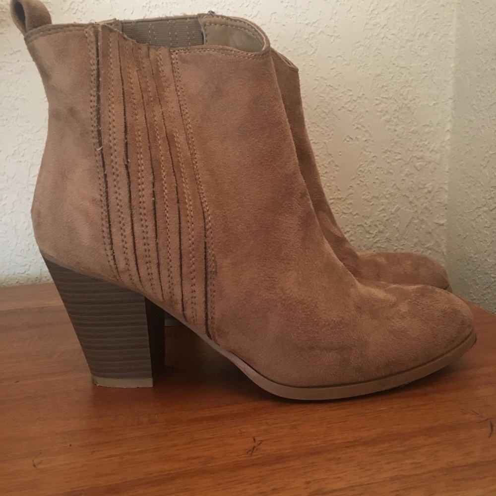 Side Gore Faux Suede Booties-Size 8