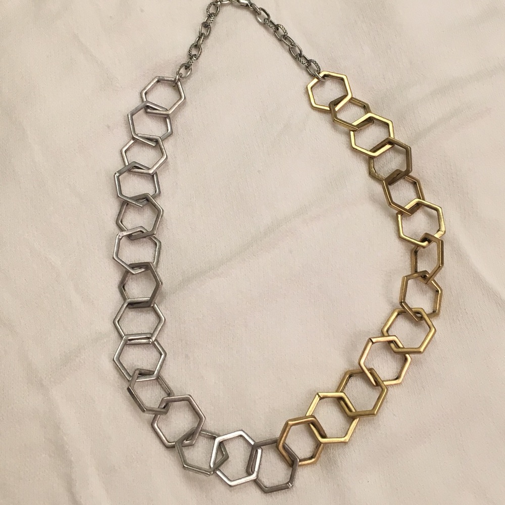 Lucky Brand Gold + Silver Tone Hexagon Necklace