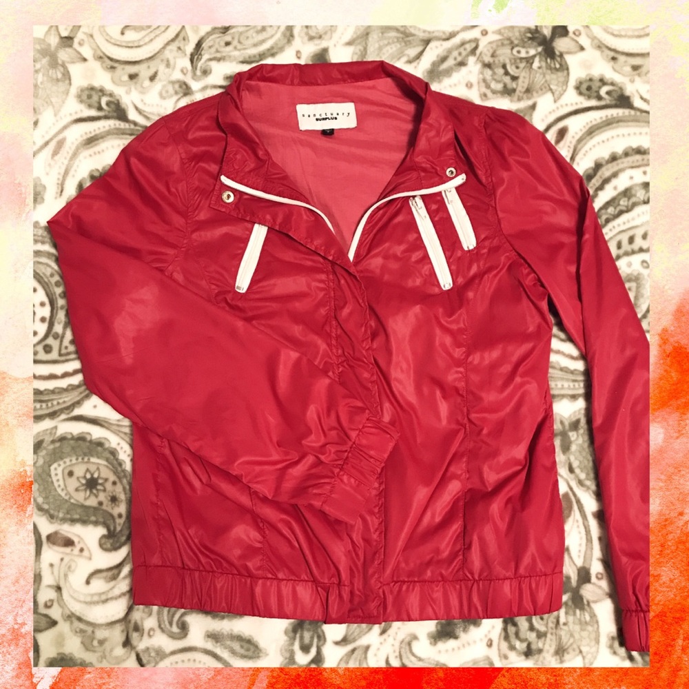 Dark Pink Moto Jacket w/ White Zippers