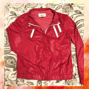 Dark Pink Moto Jacket w/ White Zippers