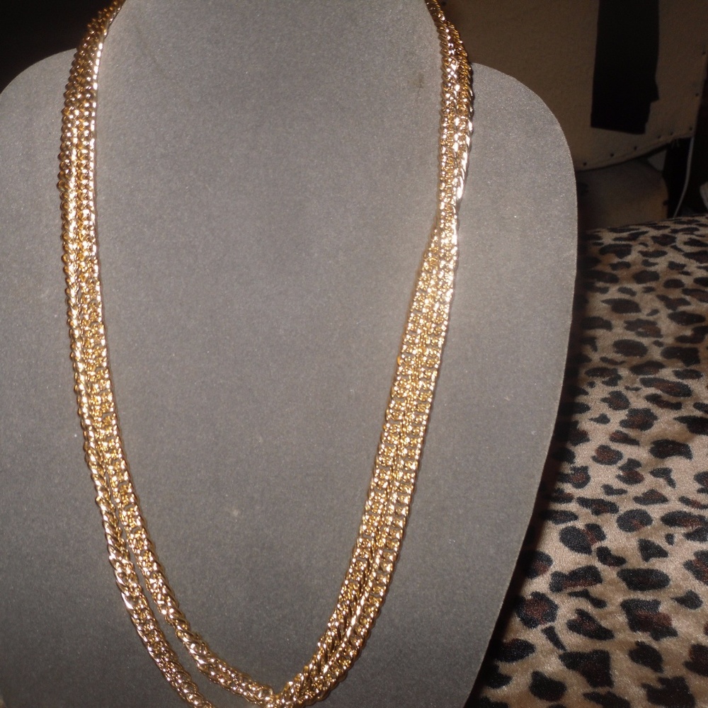 gold fill 50'' sweater necklace