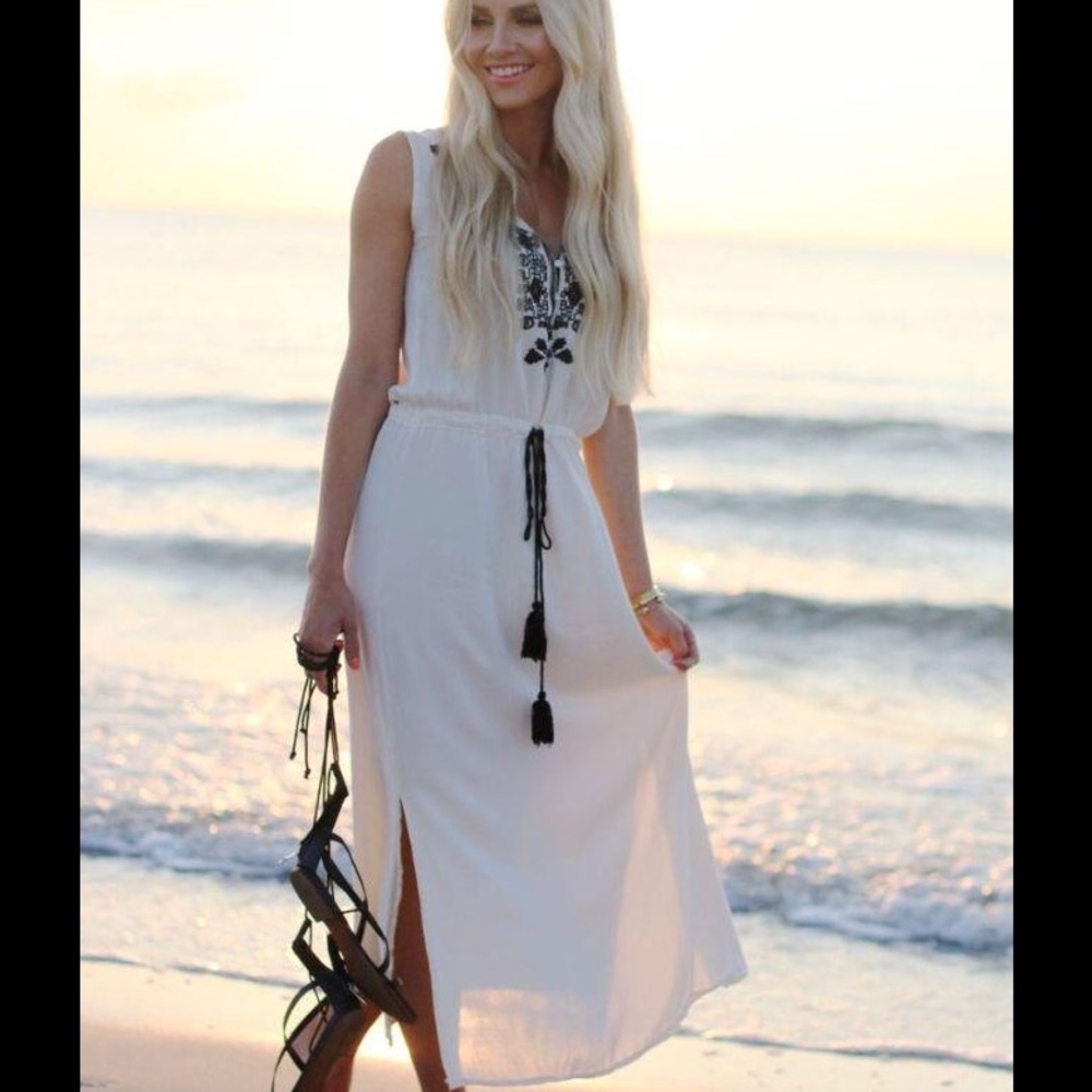 Zara Boho Maxi Dress w/ Aztec embroidery details