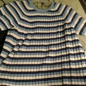 Tommy Hilfiger Blue and White Striped Sweater