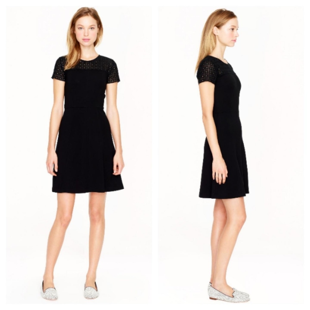 J Crew stretch black eyelet dress size 4