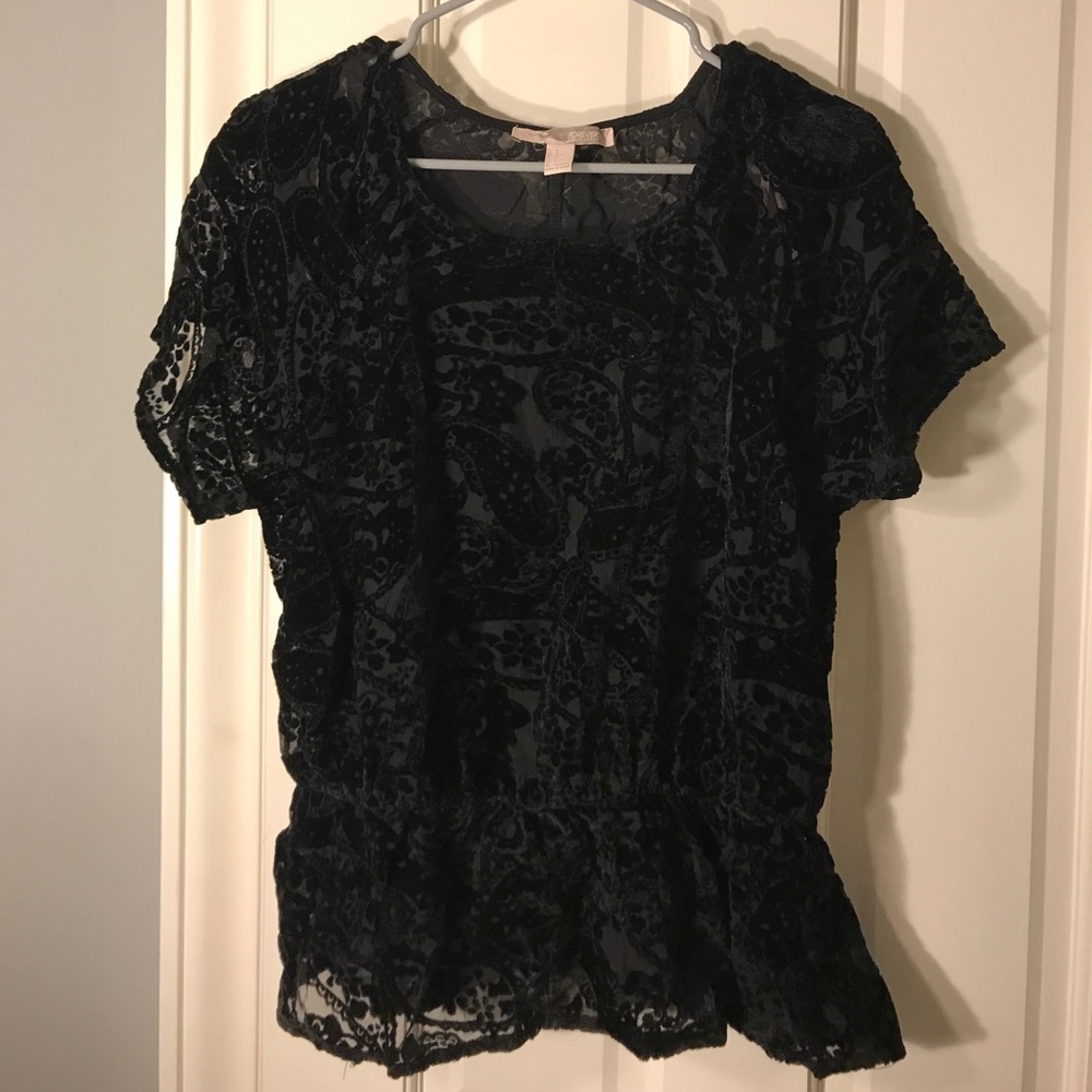 Sheer velvet peplum top