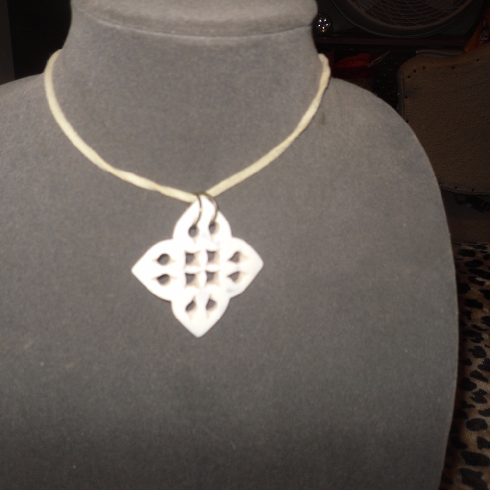 beautiful bone necklace on cord