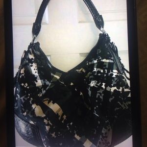 Black&white Burberry floral canvas handbag