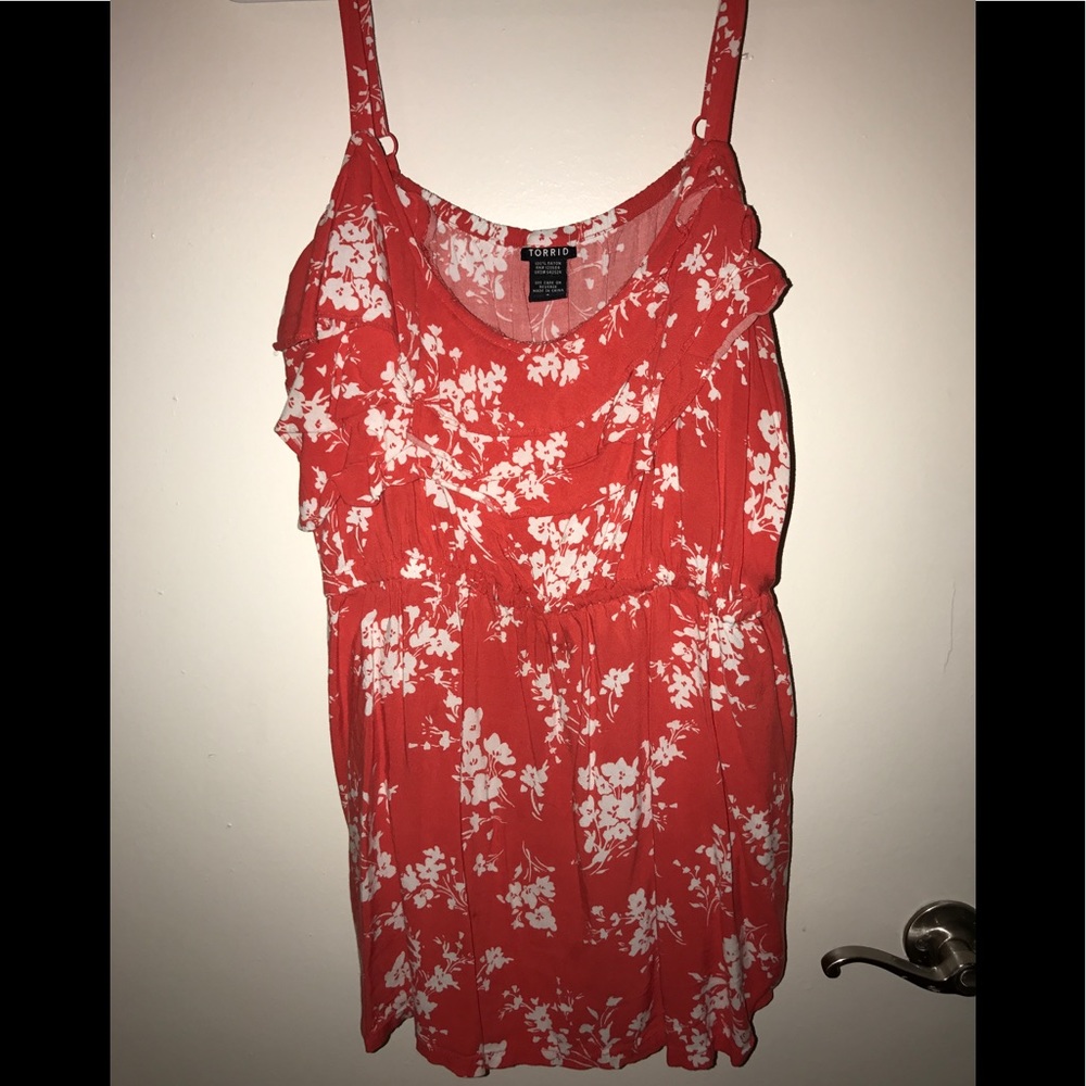 Orange floral babydoll tank top