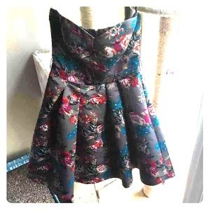 Grey floral strapless Babyboll dress