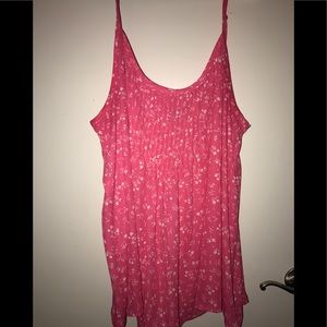 Pink floral chiffon tank top
