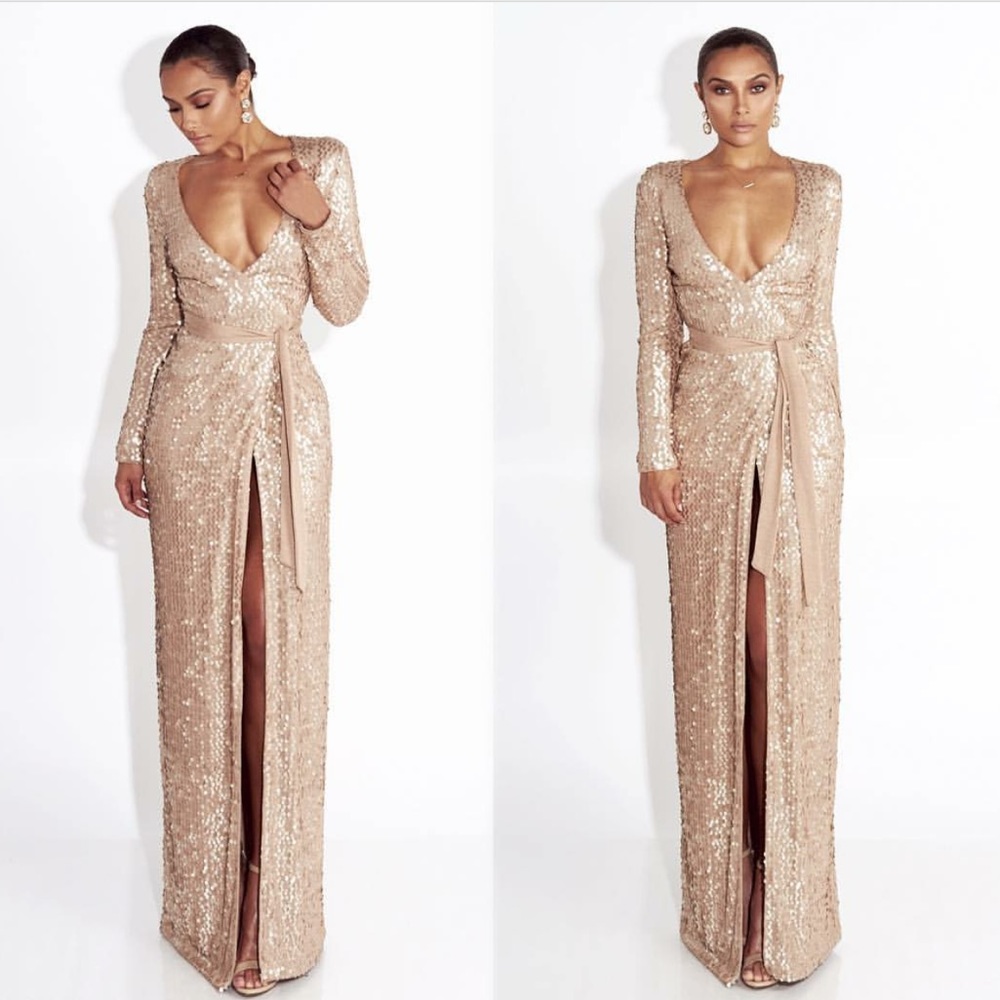 JLUXlabel Glory Gold Long Sleeve Gown
