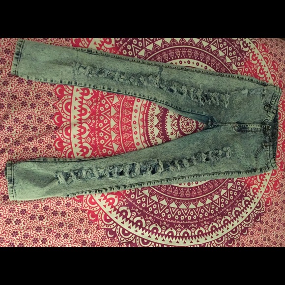 High waisted bleached out ripped skinny jeans - Picture 1 of 4