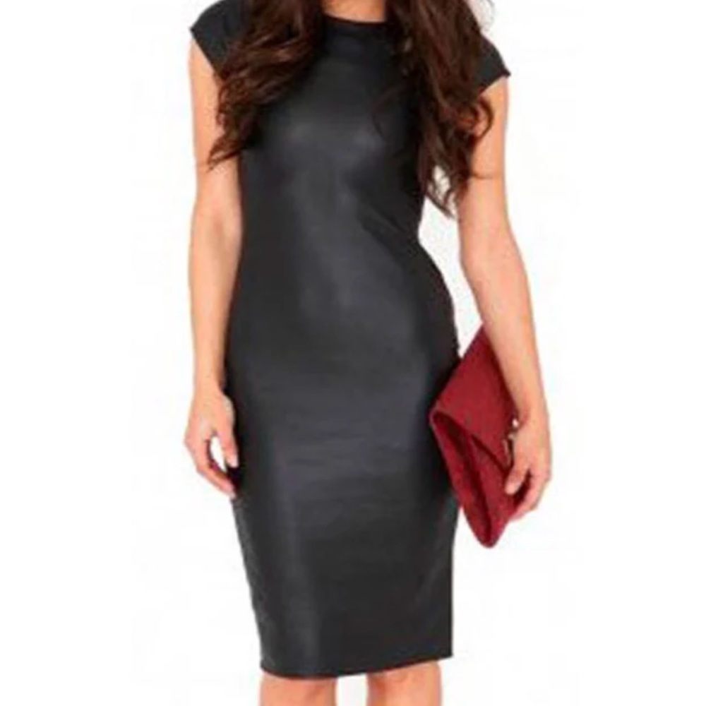 Black Leather Midi LBD