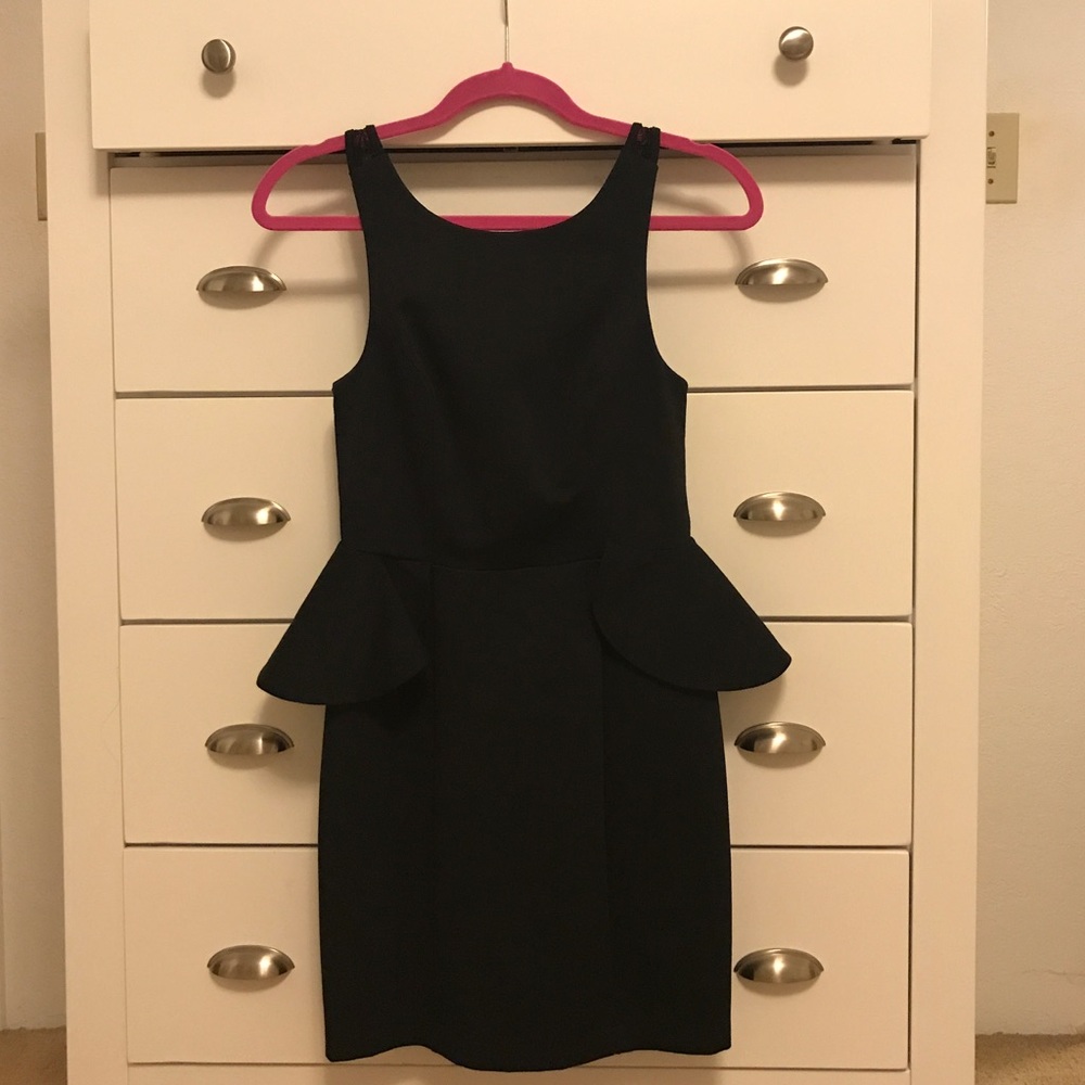 BCBGeneration Black Lace Peplum Dress