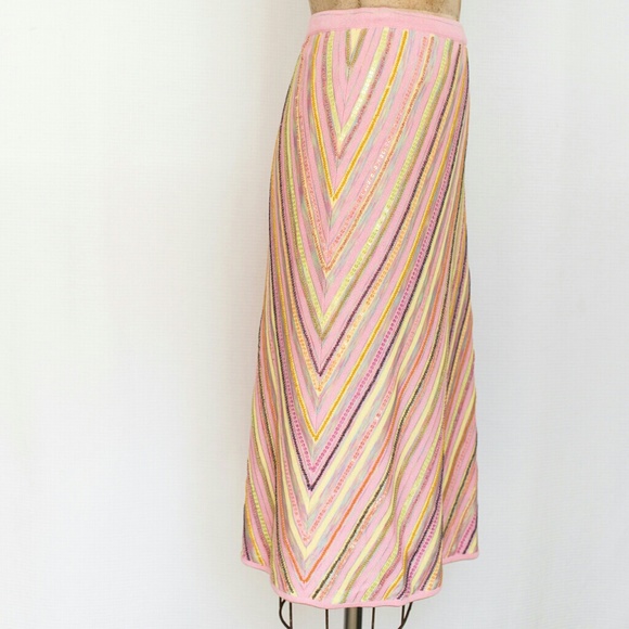 Escada Embellished Striped Knit Skirt - Picture 4 of 7