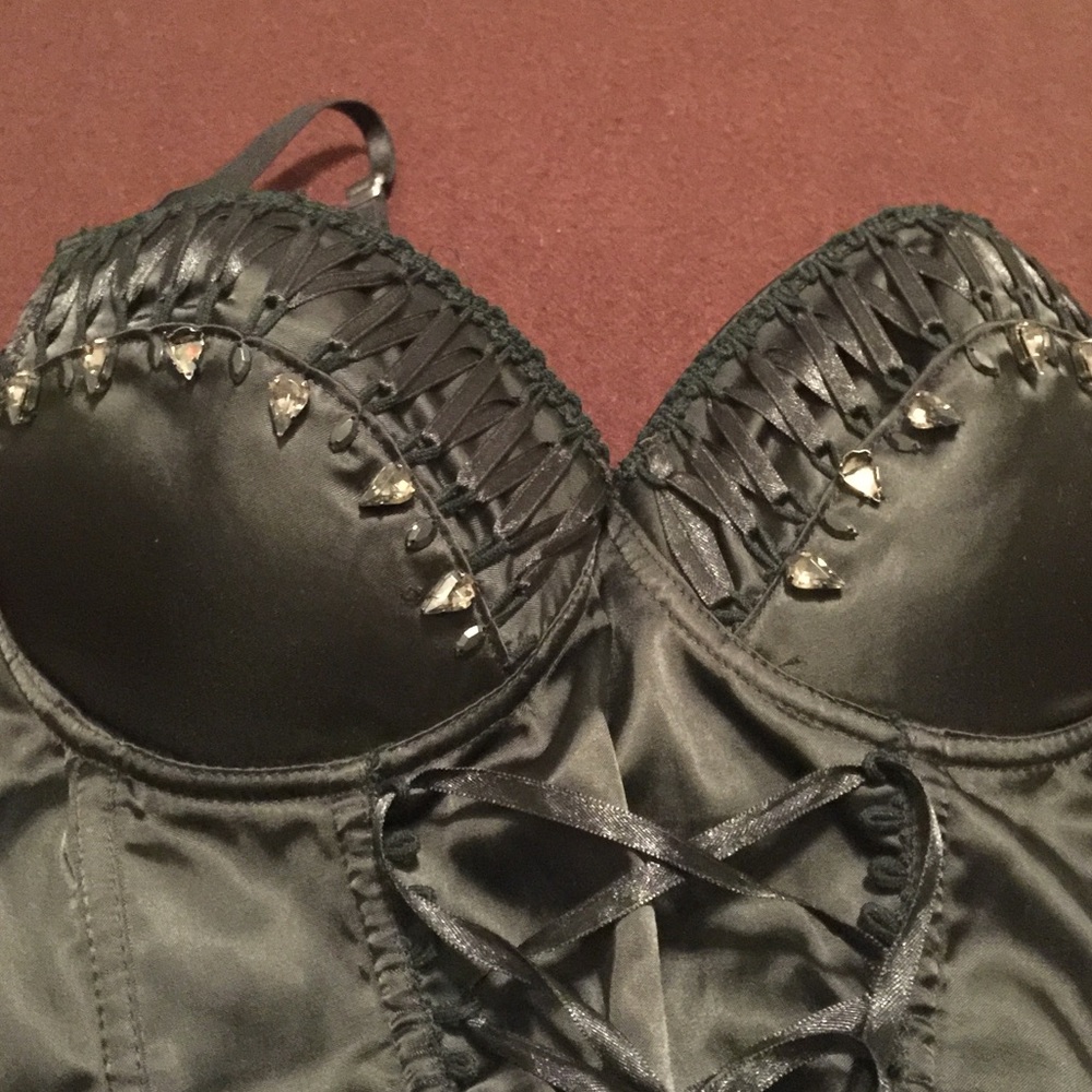 Rhinestone black corset top