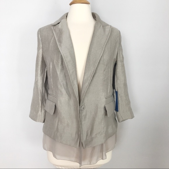 Simply Vera Vera Wang khaki 3/4 Sleeves Blazer - Picture 1 of 8