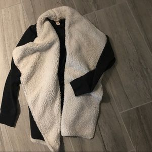 Faux shearling cardigan sweatshirt