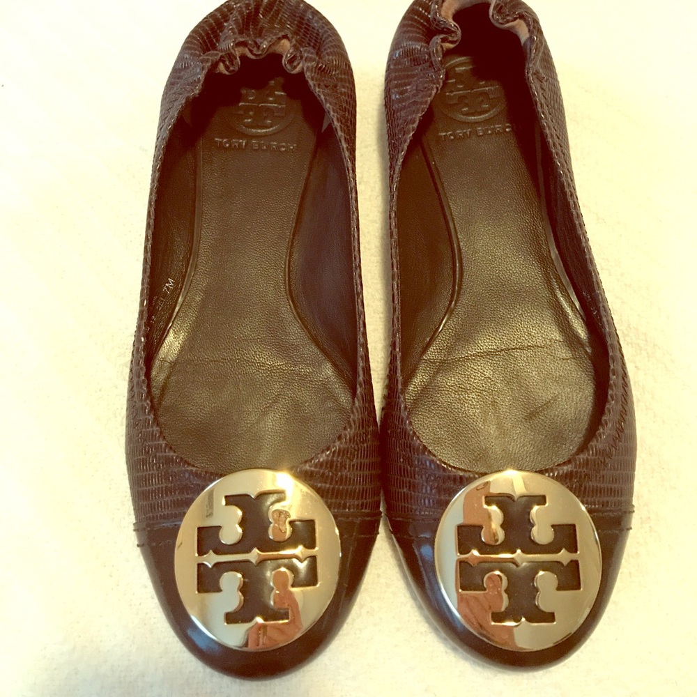 Tory burch brown leather flats