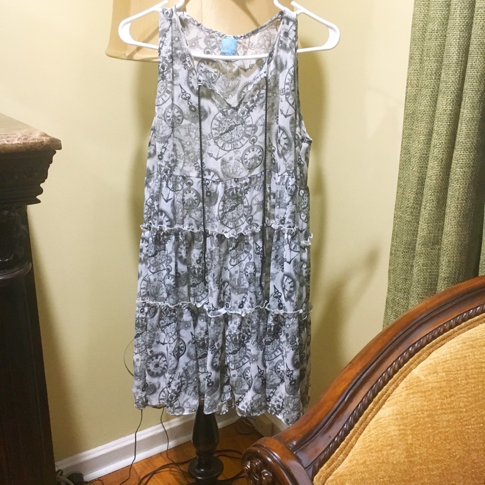 Disney Black & White Floral Baby Doll Dress