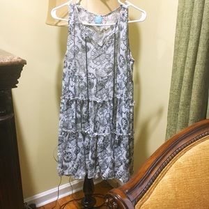 Disney Black & White Floral Baby Doll Dress